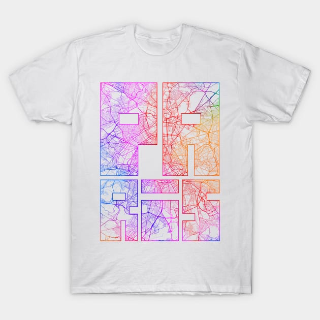 Paris, France City Map Typography - Colorful T-Shirt by deMAP Studio